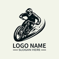 Downhill Mountain Biker Logo Design, Extreme Sports Logo, Mountain Biking Logo, Adventure Sports Logo, Speed and Adrenaline Logo