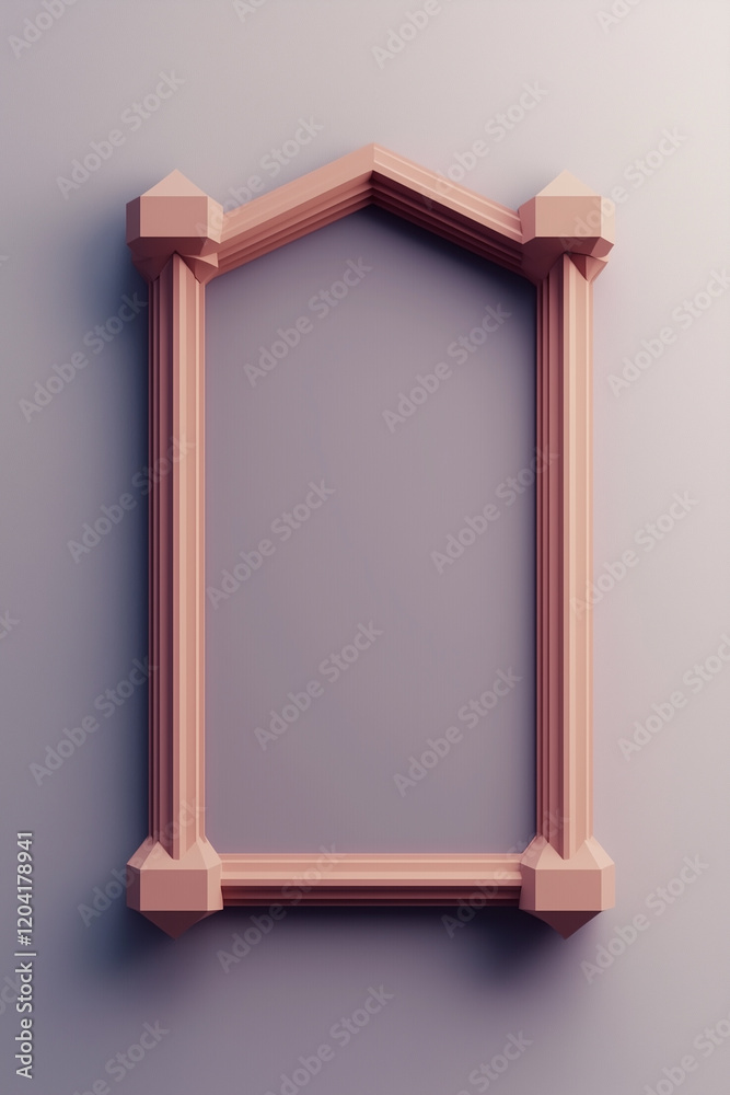 Aufkleber Minimalistic low-poly 3D frame with geometric design and pastel colors on a clean background