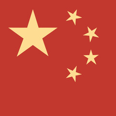 China Flag: Red background with five golden stars arranged in a unique pattern.
