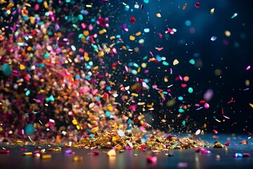 Original name(s): Stream of flying confetti particles on a dark background