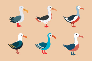 Cute Albatross Illustration Bundle perfect for ocean-themed designs, nature projects, greeting cards, and creative artwork.