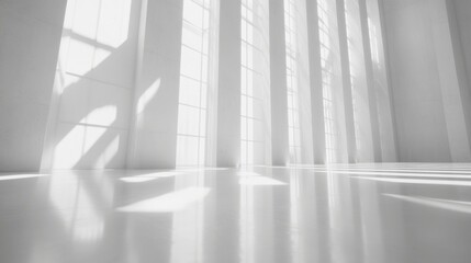 Fototapeta premium Tranquil minimalist interior with sunlight beams