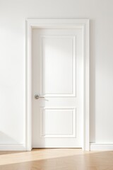 Fototapeta premium there is a white door in a white room with a wooden floor