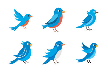 Naklejka premium Cute Bluebirds Illustration Bundle nature-inspired designs, greeting cards, seasonal projects, and creative artwork.