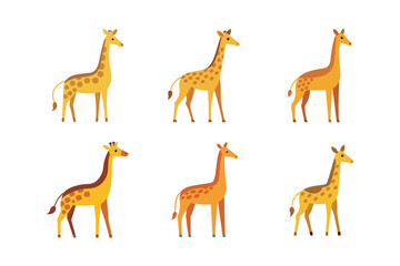 Cute Giraffe Illustration Bundle. Collection of adorable giraffe illustrations, perfect for kids' designs, nature-themed projects, greeting cards, and creative artwork.