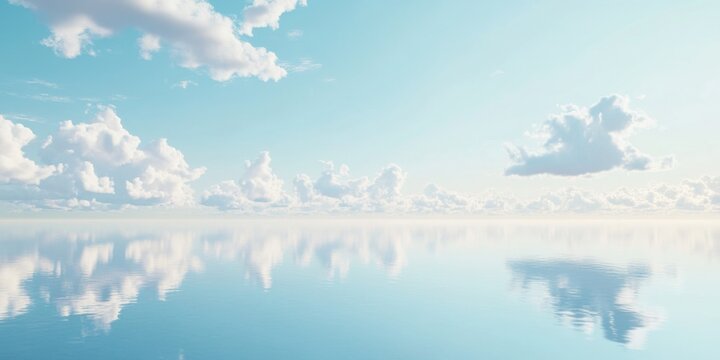 Tranquil seascape with reflective waters and clouds