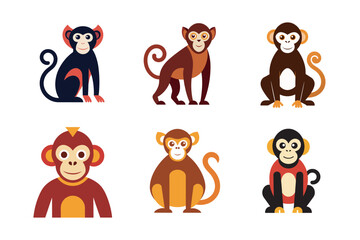 Cute Monkey Illustration Bundle perfect for children's designs, greeting cards, posters, and creative projects. 