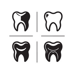  tooth icons logo silhouette vector art illustration