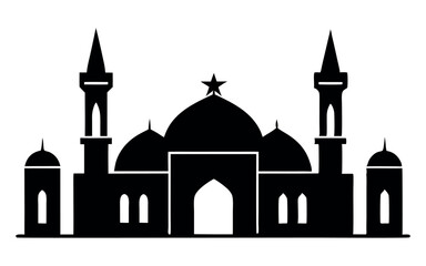 Silhouette of a Mosque Complex under a Starry Night