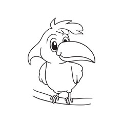 cartoon birds line drawing art vector illustration