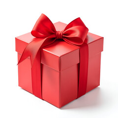 Obraz premium Gift box with red ribbon isolated on white background