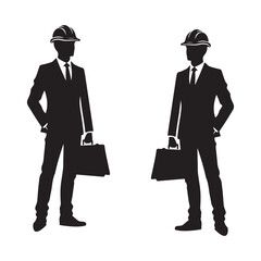 construction workers silhouette vector art illustration 