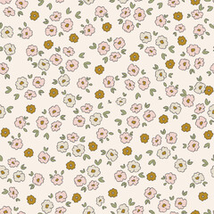 Seamless pattern with small cute flowers, repeating background, digital paper for wallpaper, scrapbook, textile, print vector design