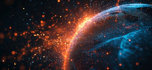Glowing Earth, cosmic dust, energy, global, futuristic, science, technology, background