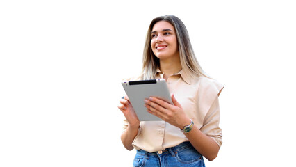 Fototapeta premium Professional woman working on her tablet