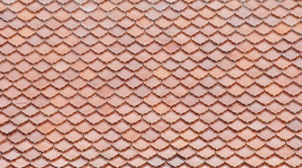 Seamless pattern of brown tiles on rooftop.