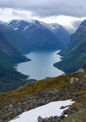 Hazy View Nordfjord Oldedalen Valley Mt. Hoven near Olden Norway via Loenskylift 