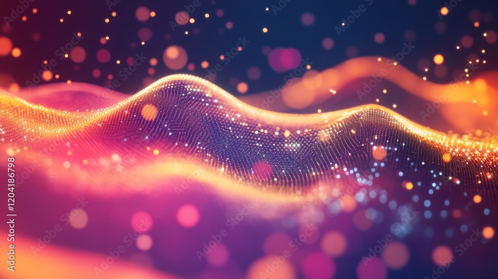 Poster Digital technology background with network connection and geometric abstract background with dots and lines. Molecular structure and communications.