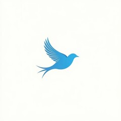 Obraz premium Simple blue bird in flight, abstract graphic