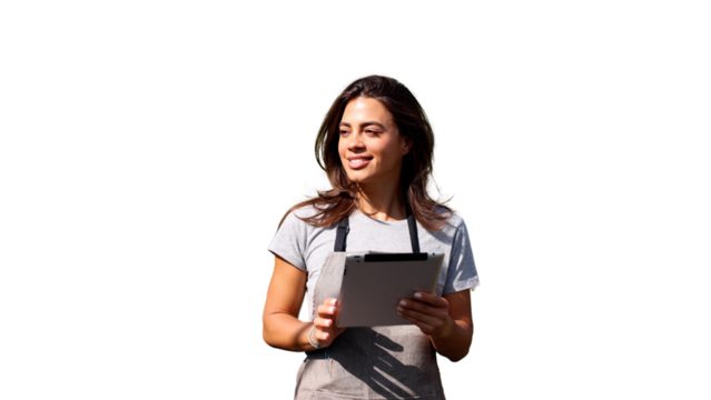 Beautiful owner of a gardening center managing work