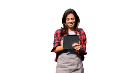 Beautiful owner of a gardening center managing work	