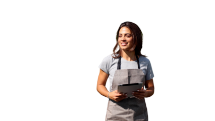 Beautiful owner of a gardening center managing work	