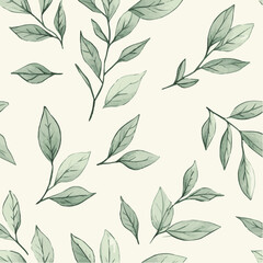 Vector of Seamless Handdrawn Leaves Pattern