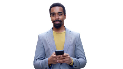 Black man texting on his phone 