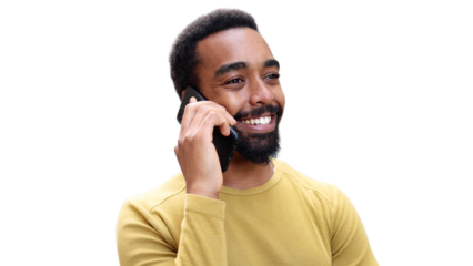 Young man enjoying talking on mobile phone	