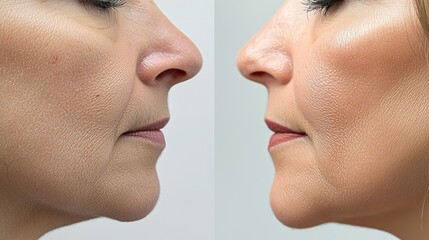 Obraz premium Close-Up Portrait of Lips and Skin Texture from Different Side Views