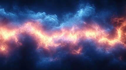 Fototapeta premium Colorful abstract background with swirling clouds of blue and orange light creating a dynamic atmosphere