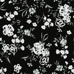 botanical floral vector seamless pattern with roses herbs and leaves big set background with flowers