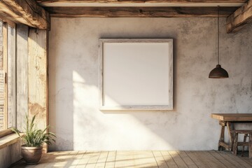 Bright and minimalistic artistic space featuring natural light and a blank canvas ready for creativity