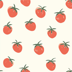 Tomato Seamless Pattern in hand drawn style