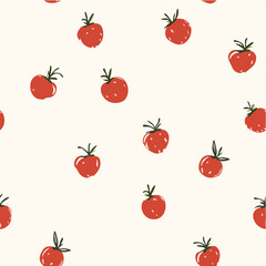 Tomato Seamless Pattern in hand drawn style