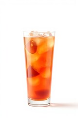 there is a glass of iced tea with ice on the side