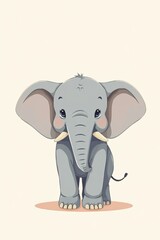 Fototapeta premium there is a cartoon elephant standing in front of a white background