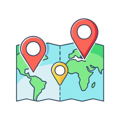 map with markers icon, map with markers vector illustration-simple illustration of map with markers, perfect for map with markers logos and icons