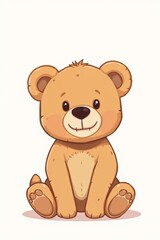 cartoon bear sitting on the ground with a white background