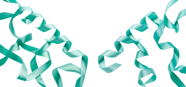 Beautiful turquoise ribbon isolated on white or transparent background