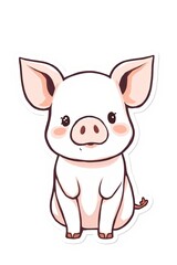 a close up of a pig sticker on a white background