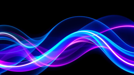 Neon Glow Fluid Waves with High Contrast Art Style
