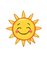 a cartoon sun with a smile on its face
