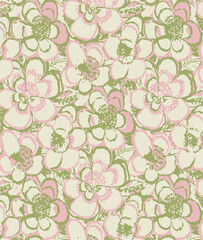 Obraz premium botanical floral vector seamless pattern with roses herbs and leaves big set background with flowers