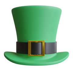 Saint Patrick Day leprechaun green hat isolated on white, transparent. St Patrick celebration