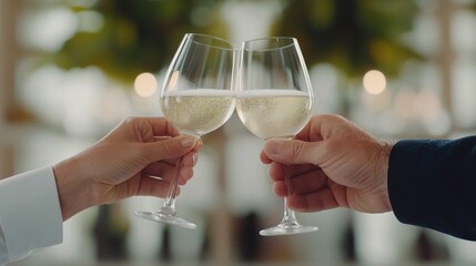 Celebration of Diverse Hands Sharing a Toast with Sparkling Wine, Friends enjoying drinks together concept.