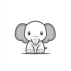 Obraz premium Cute cartoon elephant, adorable animal illustration, simple design, perfect for kids' products or digital media