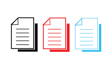 Three document icons  on white background 