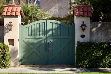 Spanish architecture with double door garden gate