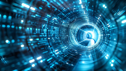 Obraz premium Futuristic Technology Tunnel with Abstract Data Streams